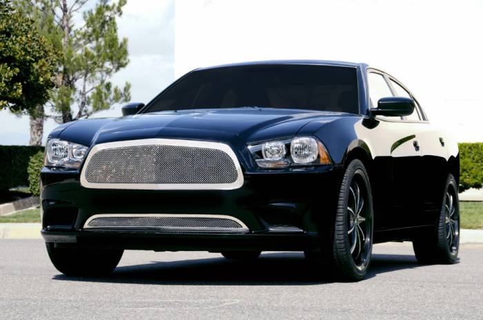 T-Rex - Dodge Charger T-Rex Upper Class Polished Stainless Mesh Grille - Full Opening with Formed Mesh Center - 54441