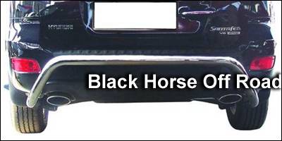 Black Horse - Hyundai Santa Fe Black Horse Rear Bumper Guard - Double Tube