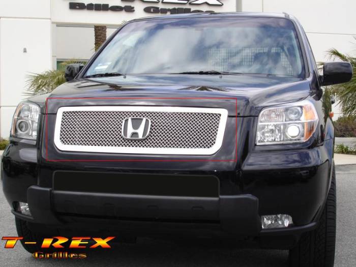 T-Rex - Honda Pilot T-Rex Upper Class Polished Stainless Mesh Grille - 54709