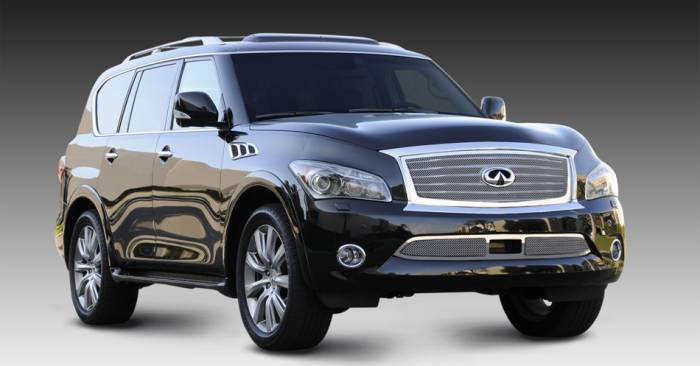 T-Rex - Infiniti QX56 T-Rex Upper Class Mesh Grille - Overlay with OE Logo Plate - Polished - 54793