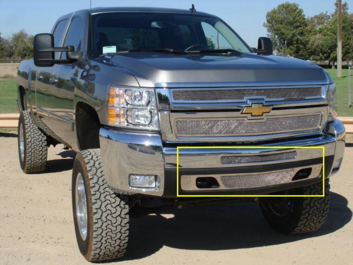T-Rex - Chevrolet Silverado T-Rex Upper Class Polished Stainless Bumper Mesh Grille - 2PC - 55112