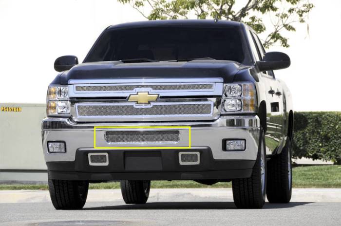 T-Rex - Chevrolet Silverado T-Rex Upper Class Polished Stainless Mesh Bumper Grille - Top Steel Bumper Opening - 55114