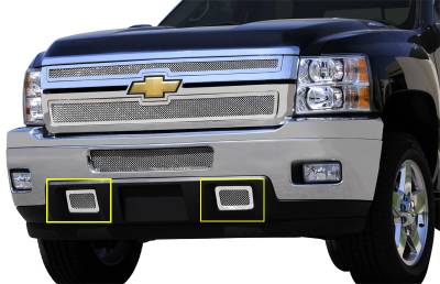 T-Rex - Chevrolet Silverado T-Rex Upper Class Polished Stainless Mesh Tow Hook Bumper Grille - 2PC - 55115