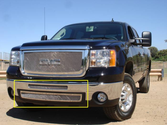 T-Rex - GMC Sierra T-Rex Upper Class Polished Stainless Bumper Mesh Grille - 2PC - 55206
