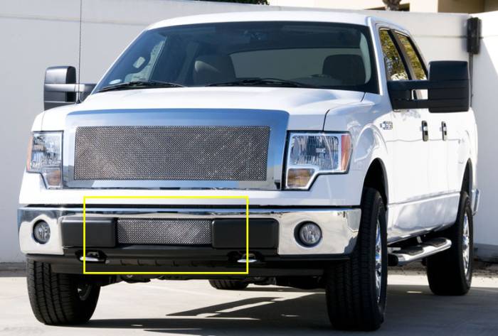 T-Rex - Ford F150 T-Rex Upper Class Polished Stainless Bumper Mesh Grille with Formed Mesh Center - 55569