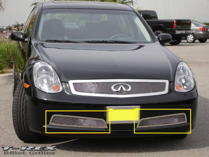 T-Rex - Infiniti G35 4DR T-Rex Upper Class Polished Stainless Bumper Mesh Grille - 2PC - 55799