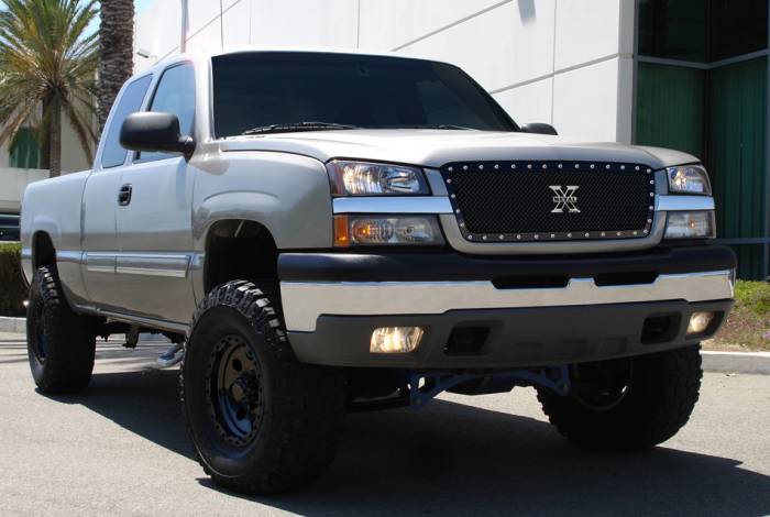 T-Rex - Chevrolet Silverado T-Rex X-Metal Series Studded Main Grille - All Black - Custom 1PC Grille - 6711011