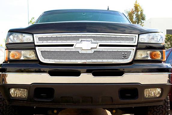 T-Rex - Chevrolet Silverado T-Rex X-Metal Series Studded Main Grille - Polished Stainless Steel - 2PC Style - 6711060