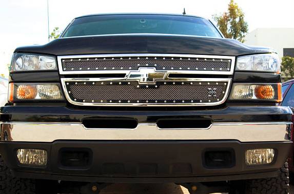 T-Rex - Chevrolet Silverado T-Rex X-Metal Series Studded Main Grille - All Black - 2PC Style - 6711061