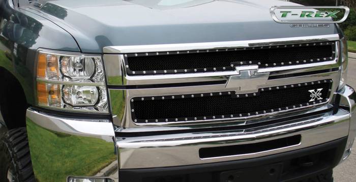 T-Rex - Chevrolet Silverado T-Rex X-Metal Series Studded Main Grille - All Black - 2PC Style - 6711121