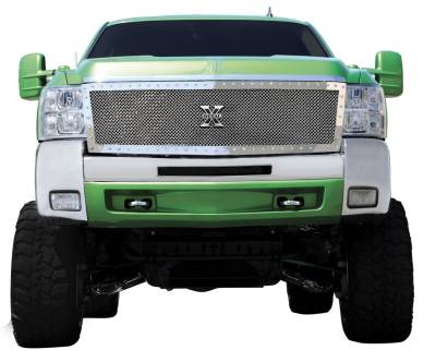 T-Rex - Chevrolet Silverado T-Rex X-Metal Series Studded Main Grille - Polished Stainless Steel - Custom - 1PC - 6711130