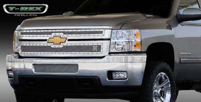 T-Rex. - Chevrolet Silverado T-Rex X-Metal Series Studded Main Grille - Polished Stainless Steel - 2PC Style - 6711140