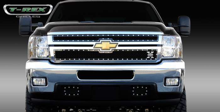 T-Rex - Chevrolet Silverado T-Rex X-Metal Series Studded Main Grille - All Black - 2PC Style - 6711141