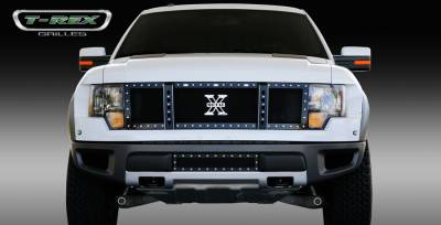 T-Rex - Ford F150 T-Rex X-Metal Grille with 15 Inch Anodized Aluminum Raptor Emblem - Black - 6715661