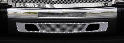 T-Rex - Chevrolet Silverado T-Rex X-Metal Series Studded Bumper Grille - Polished Stainless Steel - 2PC - 6721120