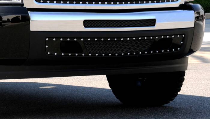 T-Rex - Chevrolet Silverado T-Rex X-Metal Series Studded Bumper Grille - All Black - 2PC - 6721121