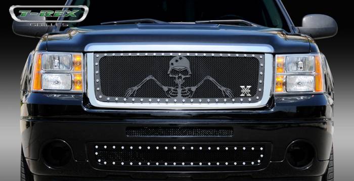 T-Rex - GMC Sierra T-Rex Urban Assault Grunt Studded Main Grille with Soldier - Black OPS Flat Black - 7112056