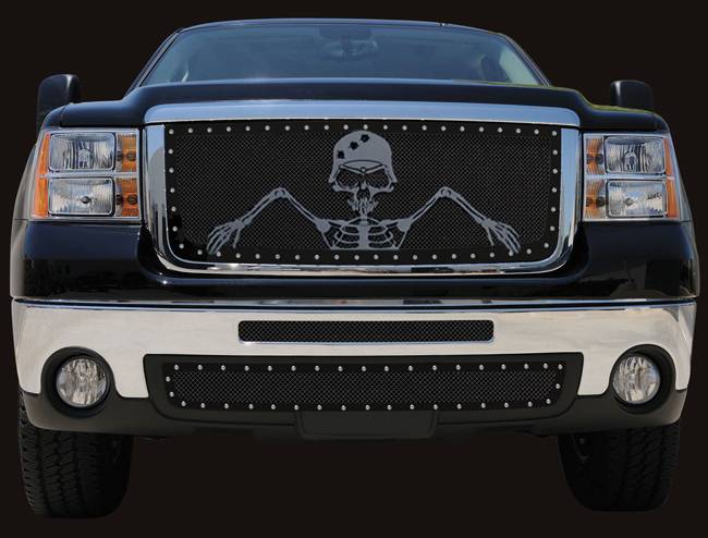 T-Rex - GMC Sierra T-Rex Urban Assault Grunt Studded Main Grille with Soldier - Black OPS Flat Black - 7112066