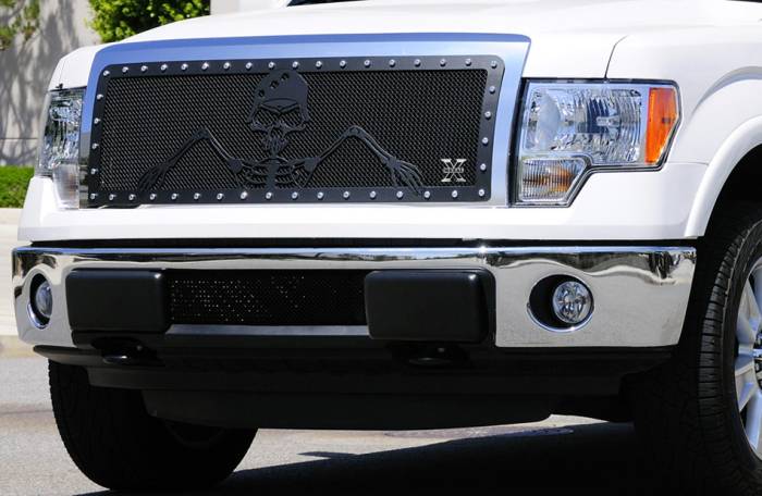 T-Rex - Ford F150 T-Rex Urban Assault Grunt Studded Main Grille with Soldier - Black OPS Flat Black - Custom 1PC Opening - 7115686