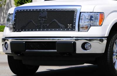 T-Rex - Ford F150 T-Rex Urban Assault Grunt Studded Main Grille with Soldier - Black OPS Flat Black - Custom 1PC Opening - 7115686