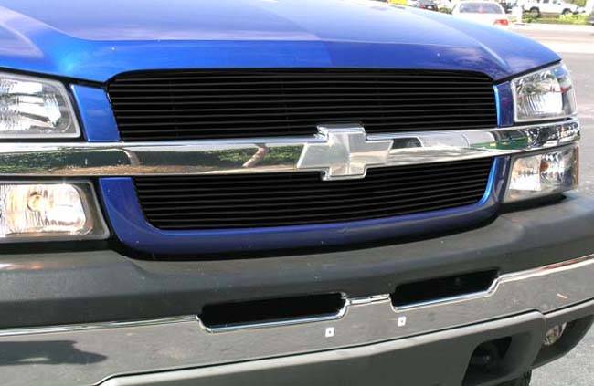 T-Rex - Chevrolet Silverado T-Rex Billet Grille Overlay - Bolt On & Insert - All Black - 2PC - 21100B