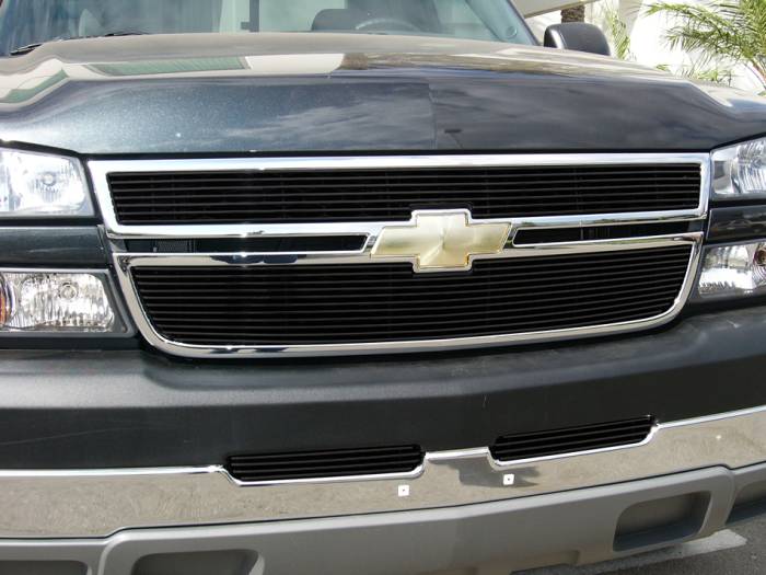 T-Rex - Chevrolet Silverado T-Rex Billet Grille Overlay - Bolt On & Insert - All Black - 2PC - 21106B