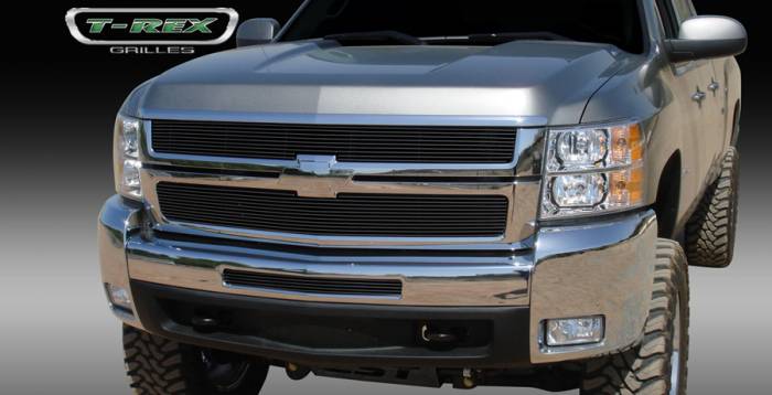 T-Rex - Chevrolet Silverado T-Rex Billet Grille Overlay - Bolt On - All Black - 2PC - 21112B