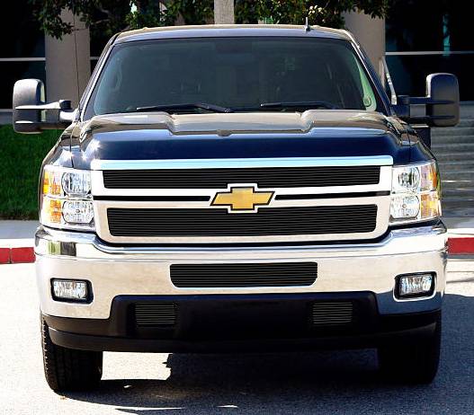 T-Rex - Chevrolet Silverado T-Rex Billet Grille Overlay - Bolt or Insert On - All Black - 2PC - 21114B