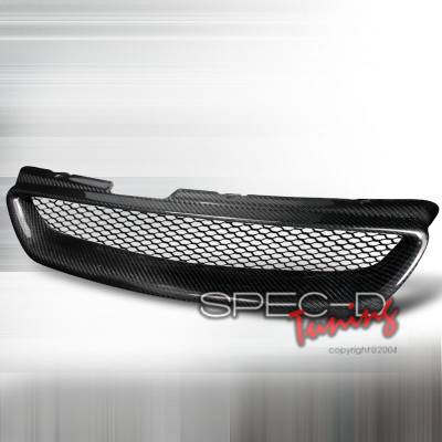 Spec-D - Honda Accord 2DR Spec-D Type R Style Front Hood Grille - Real Carbon - HG-ACD98CFTR-SD