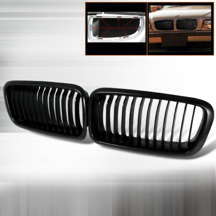 Spec-D - BMW 7 Series Spec-D Front Hood Grille - Black - HG-E3895BB