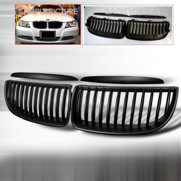 Spec-D - BMW 3 Series Spec-D Front Hood Grille - Black - HG-E9005BB