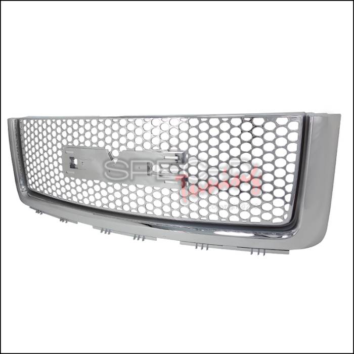 Spec-D - GMC Sierra Spec-D Front Upper Grille Mesh - Chrome - HG-GMC07C