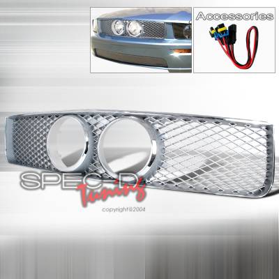Spec-D - Ford Mustang Spec-D Shelby GT Style Grille - Chrome - HG-MST05GTCR