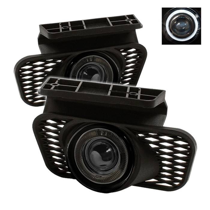 Spyder - Chevrolet Silverado Spyder Halo Projector Fog Lights - Smoke - FL-P-CSIL03-HL-SM