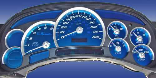 US Speedo - US Speedo Aqua Blue Stainless Steel Gauge Face Kit with White Background and Matching Needles - AQ GM 01
