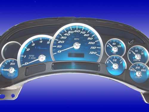 US Speedo - US Speedo Aqua Blue Stainless Steel Gauge Face Kit with White Background and Matching Needles - AQ GM 03