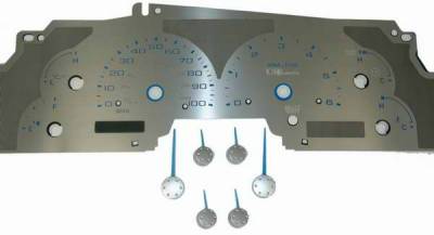 US Speedo - US Speedo Stainless Steel Gauge Face with Blue Back and Color Match Needles - Displays Tachometer - SS F 01B