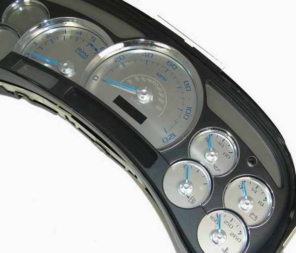 US Speedo - US Speedo Platinum Font Stainless Steel Gauge Face with Blue Back and Color Match Needles - Displays 120 MPH - No Transmission - SS GM 06B