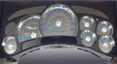 US Speedo - US Speedo Stainless Steel Gauge Face with Blue Back and Color Match Needles - Displays 120 MPH - Transmission Temperature - SS H2 11B