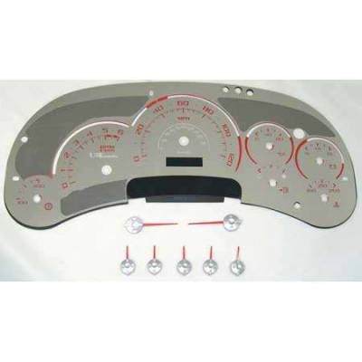 US Speedo - US Speedo Platinum Font Stainless Steel Gauge Face with Red Back and Color Match Needles - Displays 120 MPH - Transmission Temperature - SS GM 15R