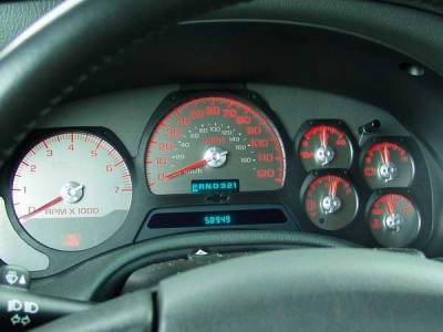 US Speedo - US Speedo Stainless Steel Gauge Face with Red Back and Color Match Needles - Displays 120 MPH - SS GM 20R