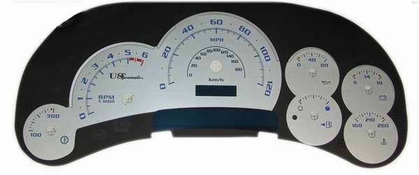US Speedo - US Speedo Silver Platinum Exotic Color Gauge Face - Displays 120 MPH - Gas - Transmission Temperature - CK1200542