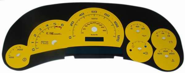 US Speedo - US Speedo Yellow Platinum Exotic Color Gauge Face - Displays 120 MPH - Gas - Transmission Temperature - CK1200543