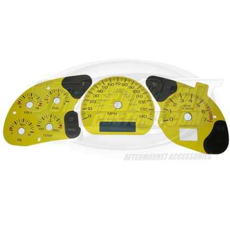 US Speedo - US Speedo Yellow Exotic Color Gauge Face - Displays 120 MPH - 3 Gauges - MON 04 YE