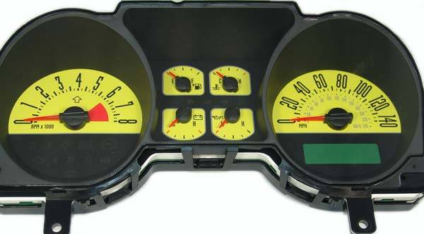 US Speedo - US Speedo Yellow Exotic Color Gauge Face - Displays 140 MPH - 6 Gauges - MUS 086 YE