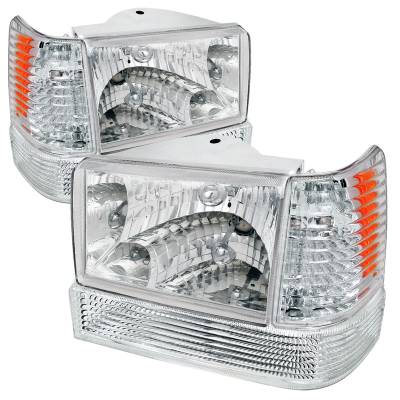 Spec-D - Jeep Grand Cherokee Spec-D Headlight with Corner Lights & Bumper Lights - Chrome - 2LBCLH-GKEE93-RS