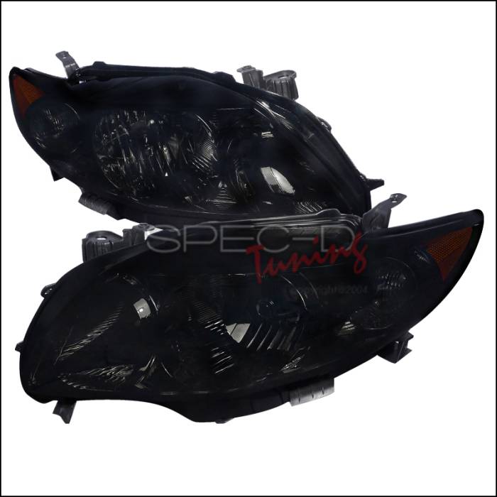 Spec-D - Toyota Corolla Spec-D Euro Headlights - Smoke Lens - Black Housing - 2LH-COR09SM-RS