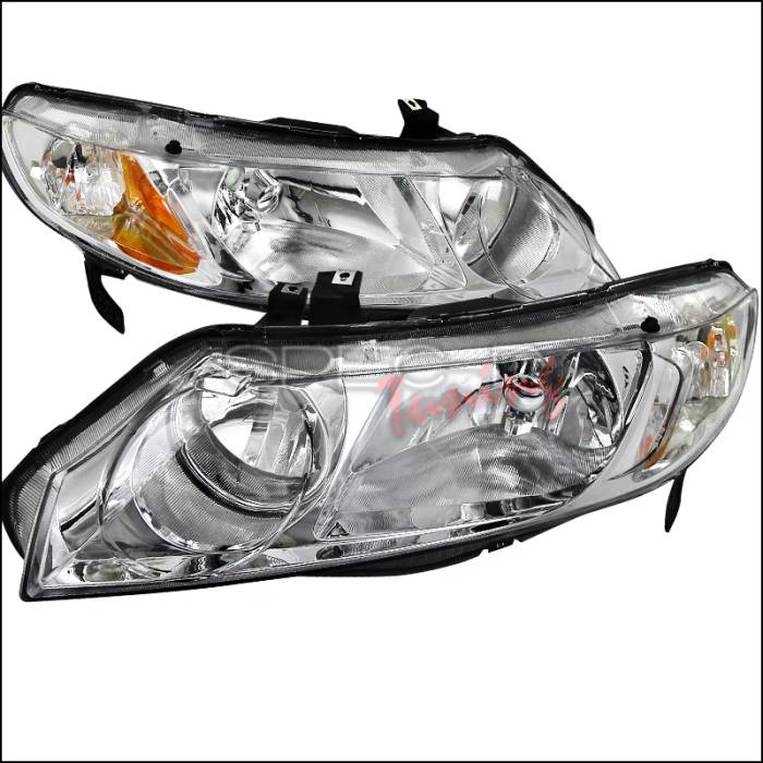 Spec-D - Honda Civic Spec-D Euro Headlights - Chrome Housing - 2LH-CV064-RS