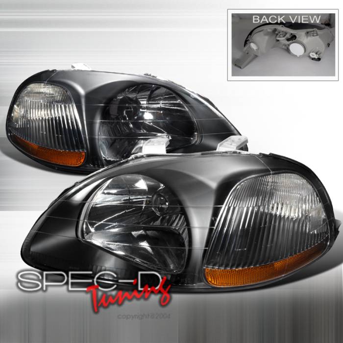 Spec-D - Honda Civic Spec-D Crystal Housing Headlights - Black - 2LH-CV96JM-RS