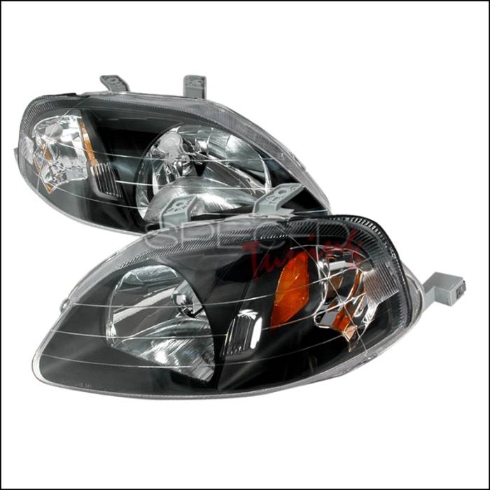 Spec-D - Honda Civic Spec-D Crystal Housing Headlights - Black - 2LH-CV99JM-KS